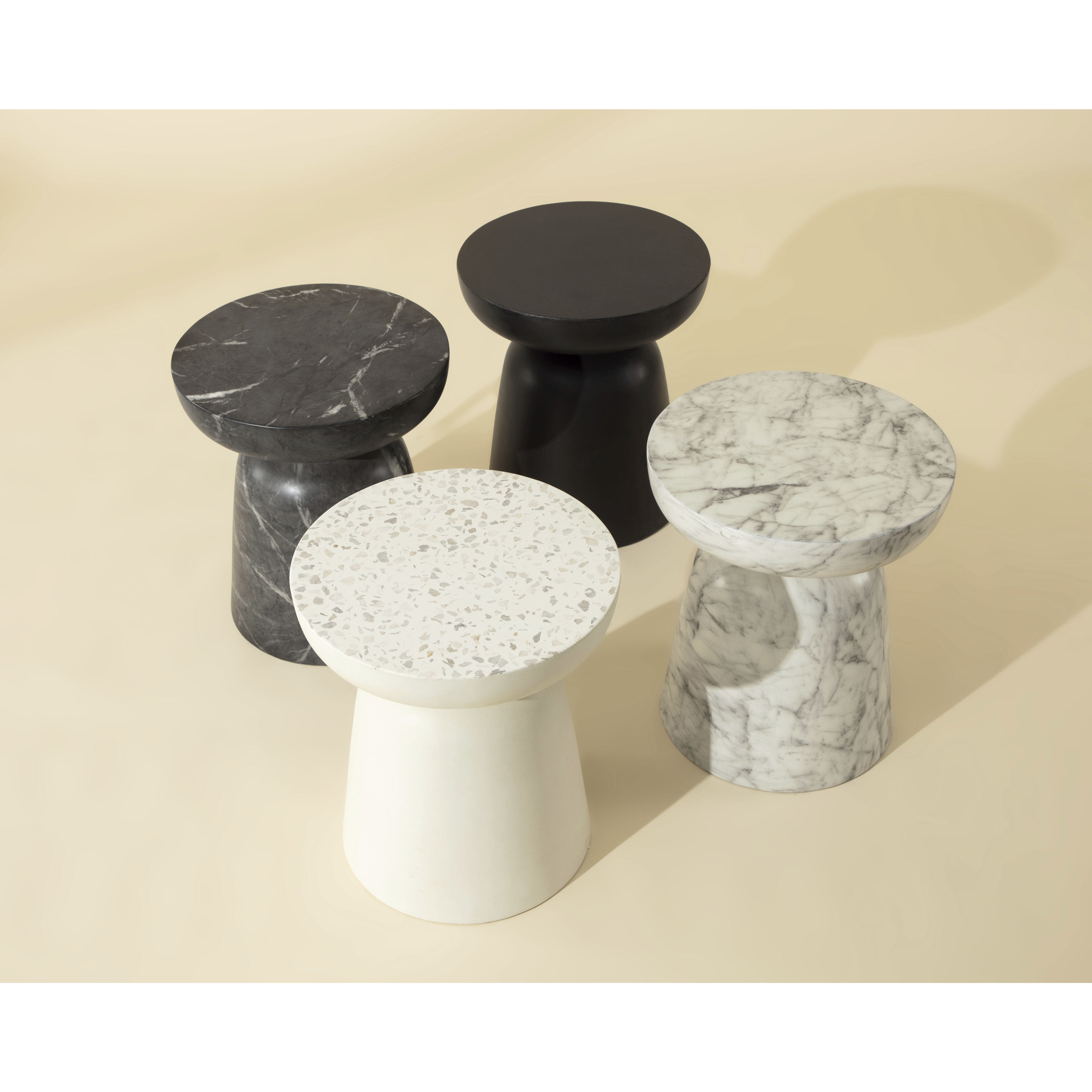 Lucida 20 X 18 inch Marble Look / Black Outdoor End Table